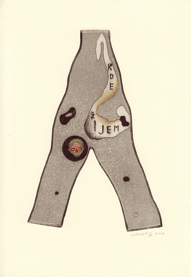 Question 2 (2) - Where Do I Live ?, 2003, 20 x 13,8 cm, etching, aquatint, dry needle, water - colours, linocut