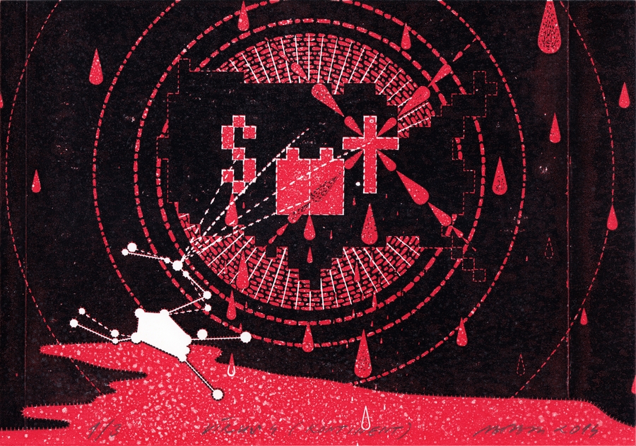 Virus 4 (Continent), 2014, 21 x 29,7 cm, linocut