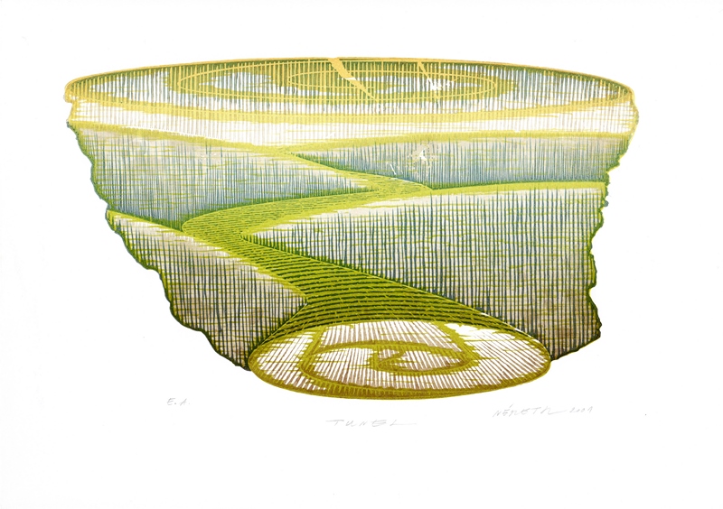 Tunnel, 2001, 21 x 29,7 cm, xylography, linocut